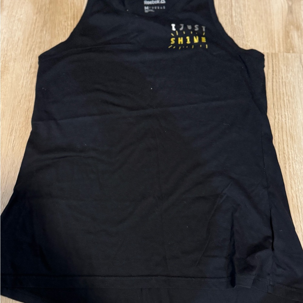 Reebok Black Tank Top with Yellow Print